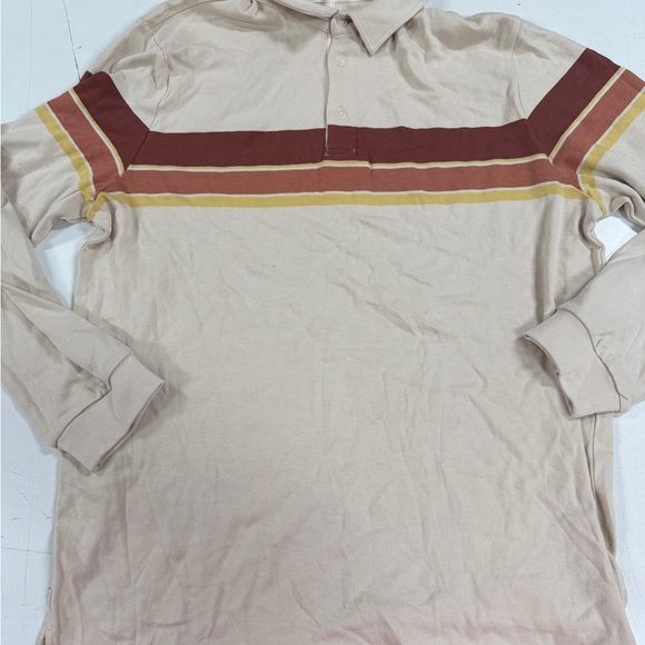 Marine Layer Alexander Rugby Polo Cream Red Long Sleeve Tee 2023 XL NWT L71 590 - Picture 4 of 5